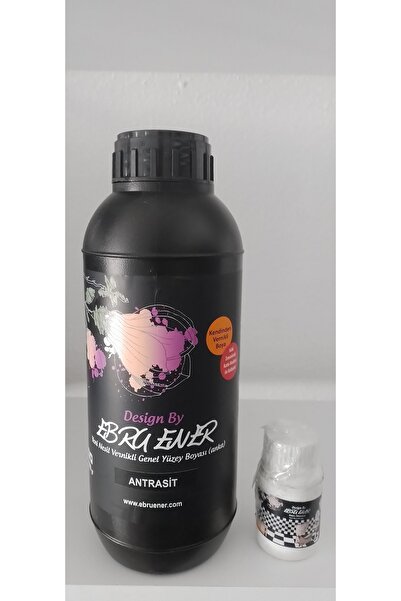 Ebru Ener Anka Vernikli Genel Yüzey Boyası Antrasit 1000 gr. ve Katkı Maddesi...