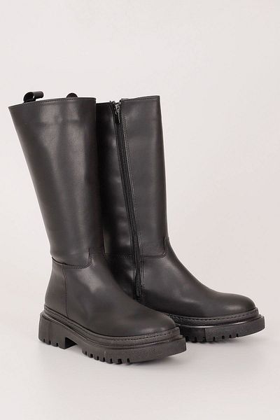 GÖNDERİ(R) SCHWARZE Damen-Tagesstiefel mit runder Zehenpartie und Reißverschluss und Absatz 37520