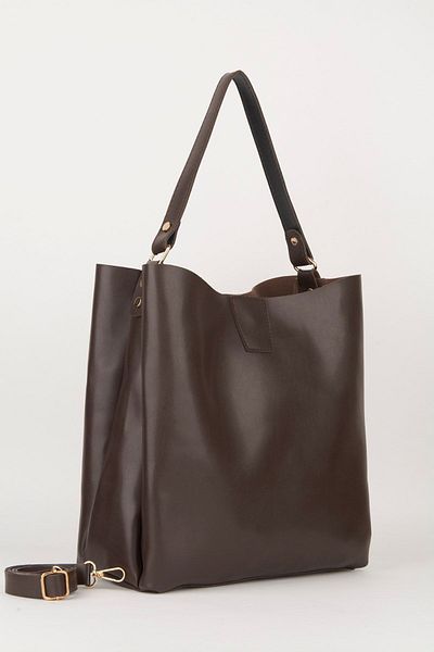 Çanta Park Women's Bitter Brown Soft Cut Leather 3 Compartment Zipper and Snap Closure Handbag and Shoulder Bag