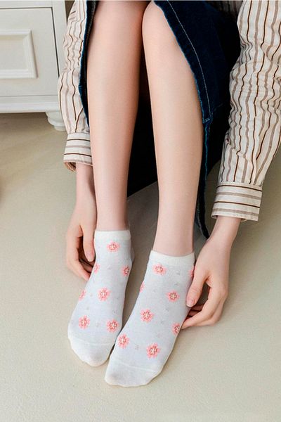 İbrahim Berk Cotton Booties Summer - Patterned Short Socks, Ankle Length 5 Pairs of Booties Socks