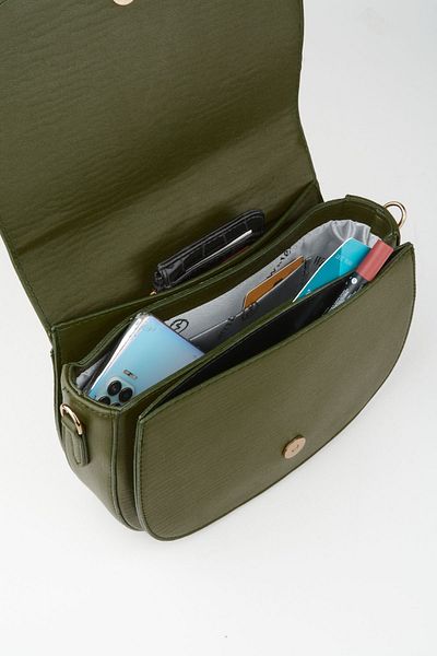 Vivaq Women's Spring Khaki 5 Compartment Lined Flap Snap Closure Handbag and Shoulder Bag