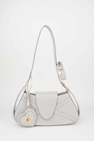 Vivaq Women's Lotus Light Gray Baguette Wallet Design Faux Leather Snap Closure Hand and Shoulder Bag