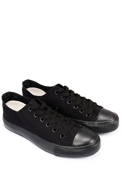 GÖNDERİ(R) Charcoal Laced Women's Linen Casual Sports Flat Sole Sneaker 35222