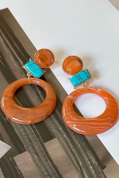 Trendy Butik Orange Brand Model Earrings