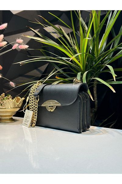 Levidor Levidor Special Color Combination Faux Leather Shoulder Bag - Hand and Arm Detail