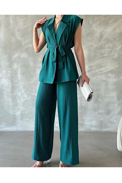 moda mabel Belted Imported Jack Vest Set