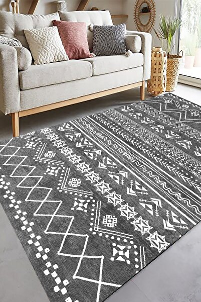 eco concept Antrasit Renk Halı, İnce Halı, İskandinav Halı, Yolluk, Kaymaz Taban Halı, Yıkanabilir Halı