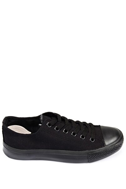 GÖNDERİ(R) Charcoal Laced Women's Linen Casual Sports Flat Sole Sneaker 35222