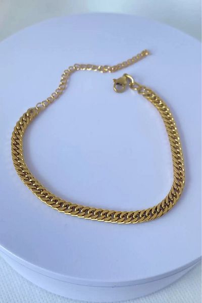 Only Vogue Gold Colored Steel Bracelet - Chain Detailed, 2 Years Warranty (Unisex)