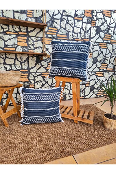 nonamino 2li Pamuk Örme Dantel Örgü Fermuarlı Kırlent Kılıfı