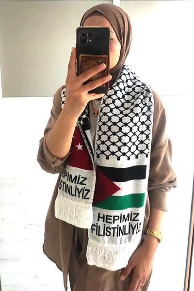 İSTANBULSTYLEMODA Quality Palestine And Turkish Flag Shawl Scarf 100x20 Shawl2330