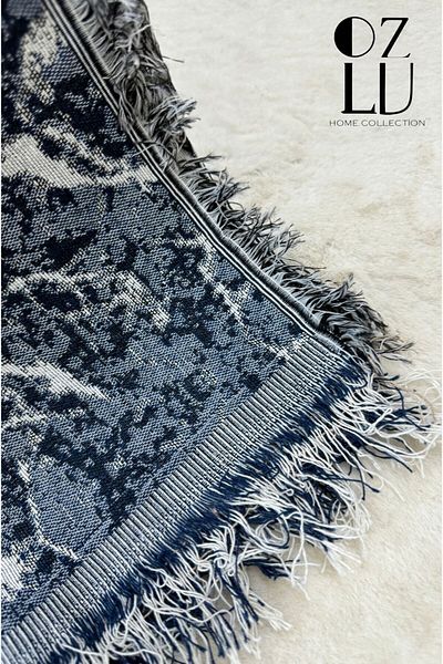 Özlü Home Canapea din bumbac New Generation - Husă pentru canapea 170x220 Model de marmură Denim Blue Canapea