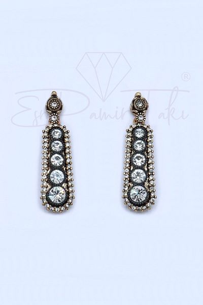 Esra Pamir Diamond Mounted Zircon Stone Earrings