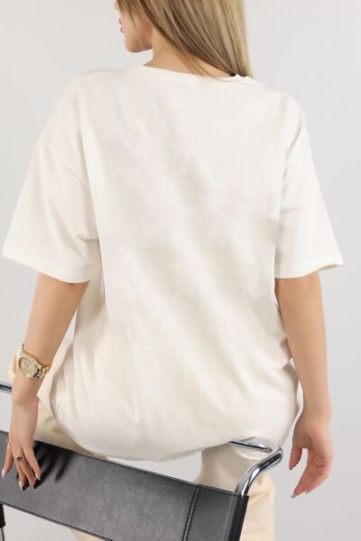 JAKARLI Unisex Μπλουζάκι με λαιμόκοψη Cotton Oversize Boyfriend