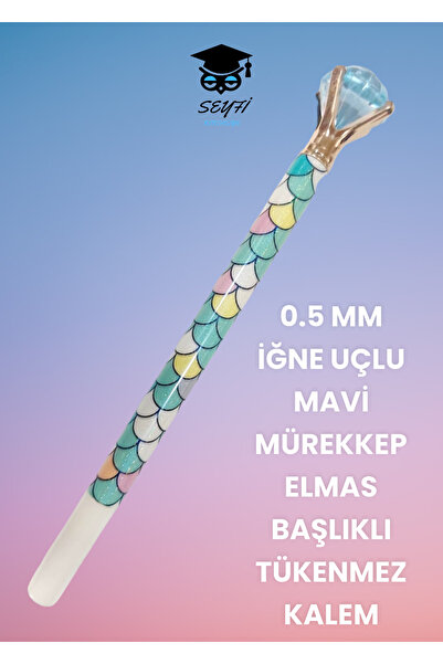 SEYFİKİRTASİYE قلم حبر جاف برأس ألماس أزرق مقاس 0.5 مم