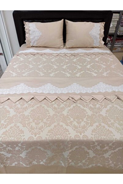 bursa çeyiz El Işi Dantel Pike Takımı Çarşafıda Dantelli Cappuchino