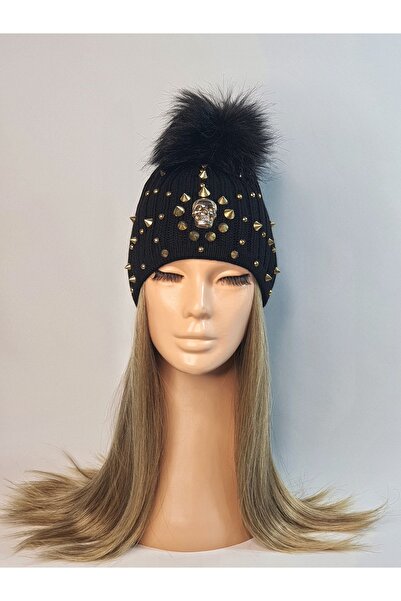 Senbeno Design METAL DİKEN SPIKE KURUKAFA SKULL DETAY ÖZGÜN TASARIM SİYAH GOL...