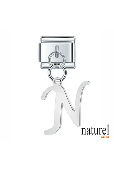 Naturel Tılsım 9mm ''G' Letter Charm - Italian Stainless Steel