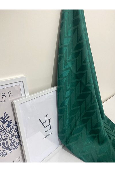 ARMANDA Emerald Green Italian Jacquard Zigzag Pattern Violescarf Shawl
