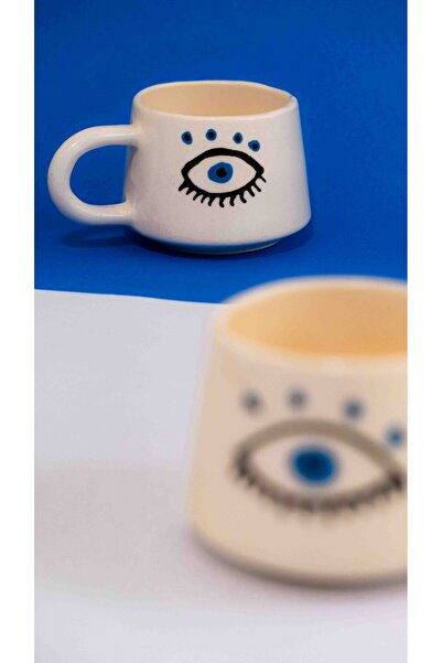 touchmughm Handmade Ceramic Coffee Cup, Ceramic Double Mug, Ceramic Classic Handle Eye