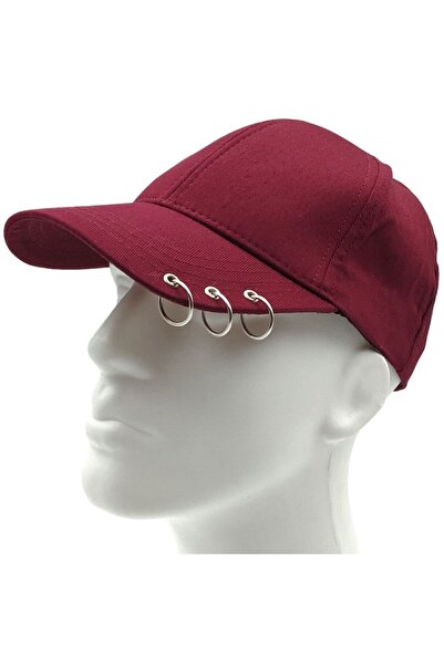 AXE SPORTSWEAR Șapcă de baseball unisex, roșu Claret, cu detaliu de inel pentru piercing de vară, cu velcro reglabil pe spate
