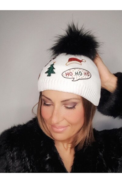 Senbeno Design Ho Ho Ho Mesajlı Yılbaşı Noel Temalı Özgün Tasarım Bere