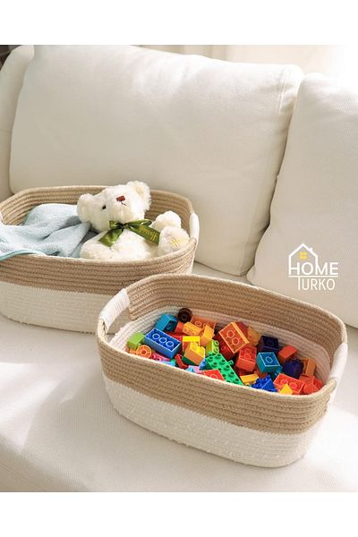 HomeTurko Jute Basket Organizer - Toy Basket for Kitchen and Children, Gift Home