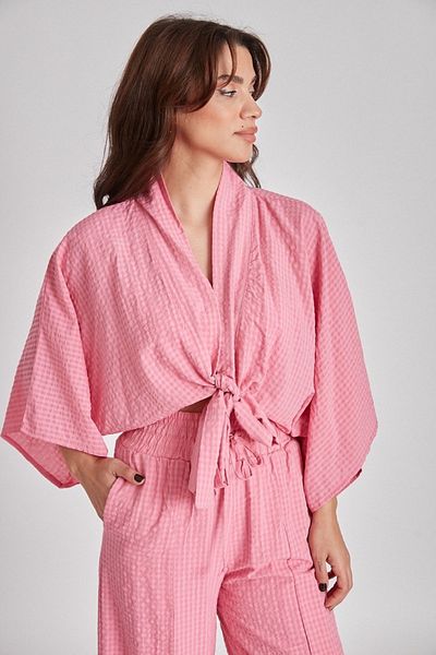 Suzi butik Women's Gingham Cropped Triple Suit - Model 50641