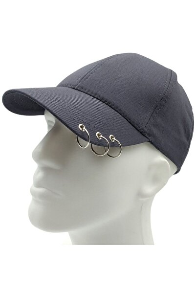 AXE SPORTSWEAR Șapcă de baseball unisex gri de vară cu piercing, cu detaliu de inel, cu velcro reglabil pe spate