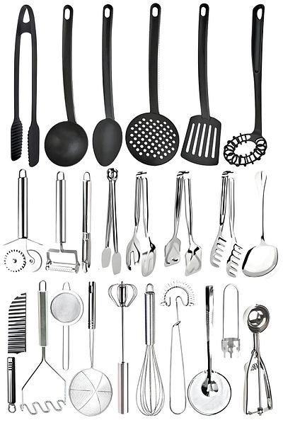 Selenica 24 Pieces Ladle Spatula Colander Kitchen Serving Set Serving Utensils Serving Tongs Set Kitchen Items