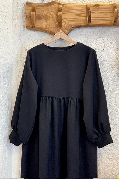 Ceylan Otantik Robă în talie Rochie cu mânecă cu balon din crepon