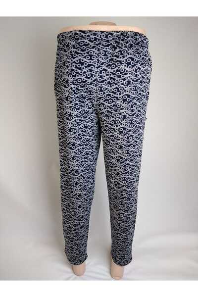 YAŞAR TRİKO Жіночий нижній одяг з віскози з синім візерунком - з двома кишенями, еластичним поясом, літній