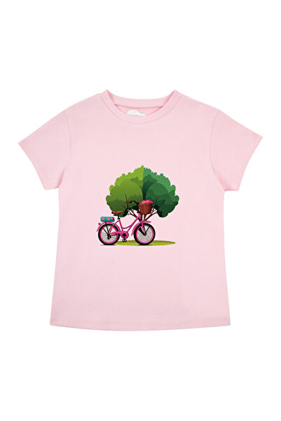 Bubuga Μπλουζάκι για κορίτσια με ροζ ποδήλατο 100% βαμβακερό - κοντό μανίκι