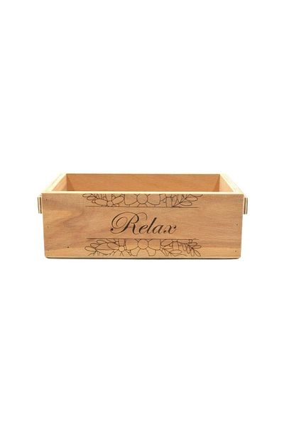 t tun's woods Relax Written Decorative Wooden Organizer - Waterproof Case 24X14X8 cm