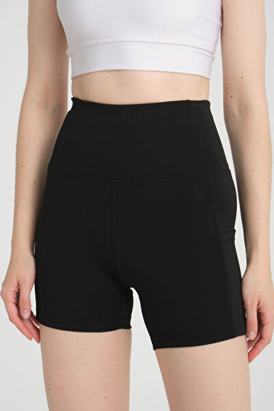 BANEGA High Waist Black Sports Shorts - Double Pocket Yoga Leggings