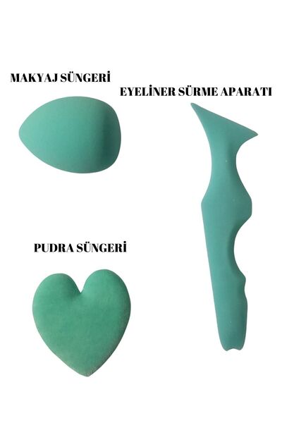 CNGZSHOP cilt bakım seti pudra fondöten süngeri ve eyeliner çekme aparatı seti