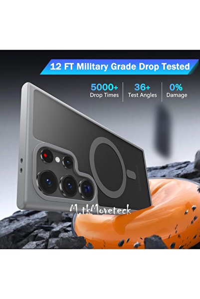 m.tk moveteck Samsung Galaxy S24 Ultra Kılıf Mat Magsafe Şarj Özellikli Darbe Önleyici Hassas Butonlu Renkli Kenar