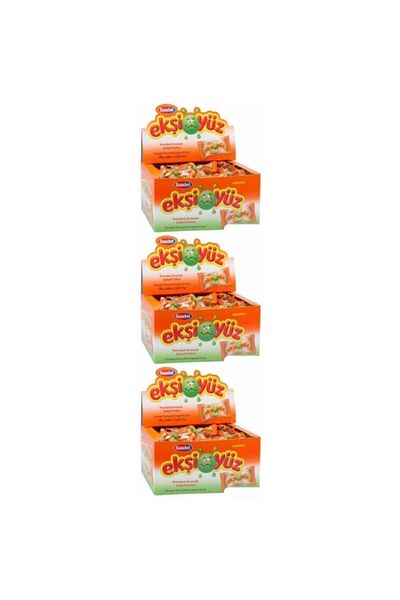 SAADET Sour Face Chewing Gum 100 Pieces Orange 3 Pack