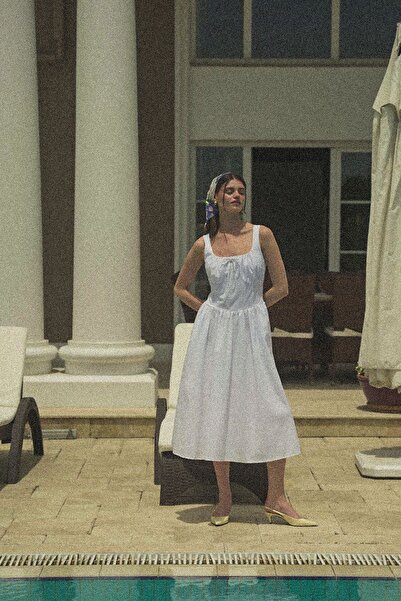 LAMODEMAPASS DAISY Beyaz Elbise