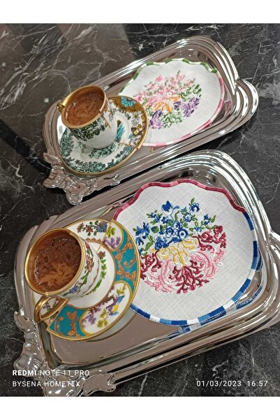 LASETU Hayat Ağacı Kokteyl Ve Kahve Yanı Sunum Peçetesi 2 Adet Bordo Ve Pembe