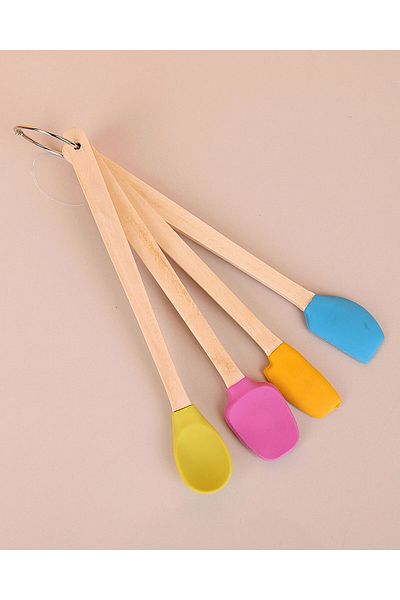Righton Set of 4 Heat Resistant Silicone Spatulas - Colorful Kitchen Spoon
