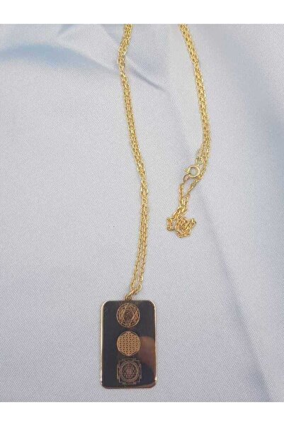 vogutima Kubera Yantra V Sri Yantra Koruyucu Güçleri Birleştiren Sayılar Sarı Renk925 Ayar Gümüş Kolye