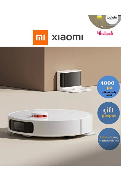 Xiaomi 4000Pa Emiş Gücü Premium 3D Engellerden Kaçınma çift ped paspas özelli...