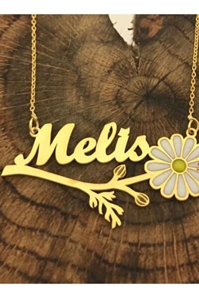 vogutima jewelery&silver by timuçin mavili Kişiye Özel Melis Yazılı Papatya Isim Kolye 925 Ayar Gümüş Sevgiliye,anmneye,arkadaşa Kolye