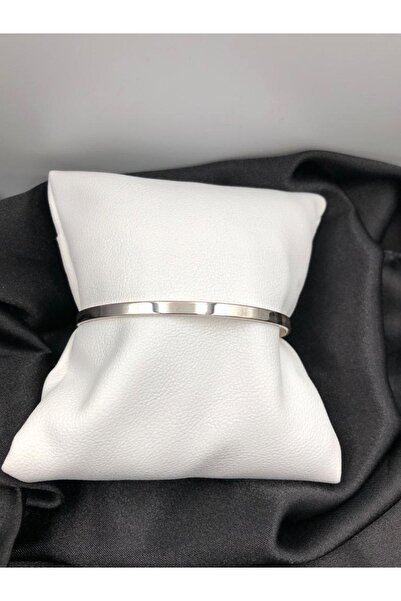 vogutima Kadın Gümüş Bilezik - Ajda Model Düz Beyaz Renk 925 Ayar Gümüş Bilezik