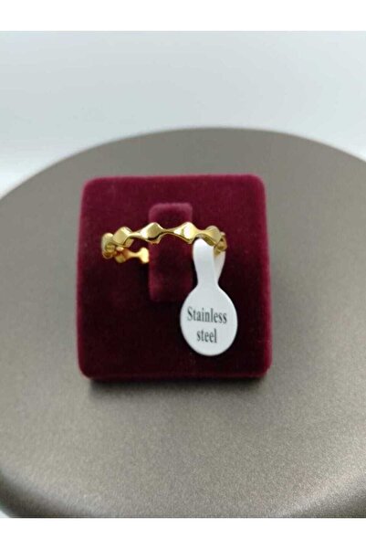 vogutima خاتم نسائي من الفولاذ - خاتم زفاف من الفولاذ باللون الأصفر بنمط الما...