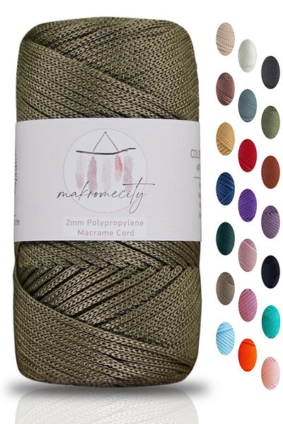 Makromecity Premium 100 Gr Polyester Macrame Thread Khaki 2mm - 120 M Supla Thread And Bag Thread
