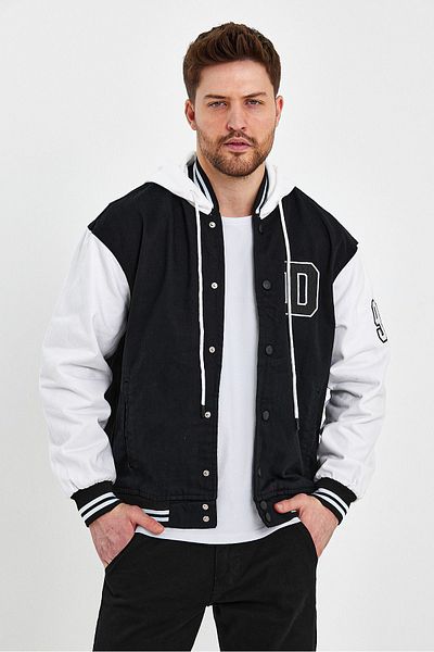 DAMGA JEANS Men's 2 Pack 100% Cotton Oversize Hooded Denim College Jacket