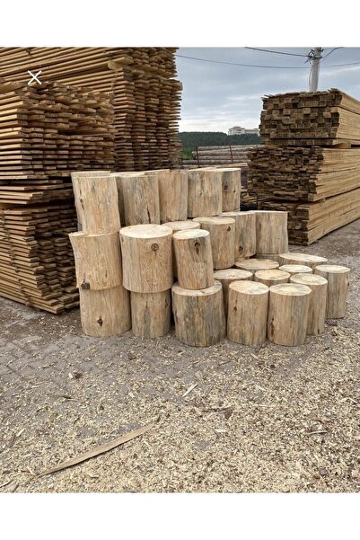 Özçelik Lambiri Ahşap Kütük Yan Sehpa 30 Cm Genişlik