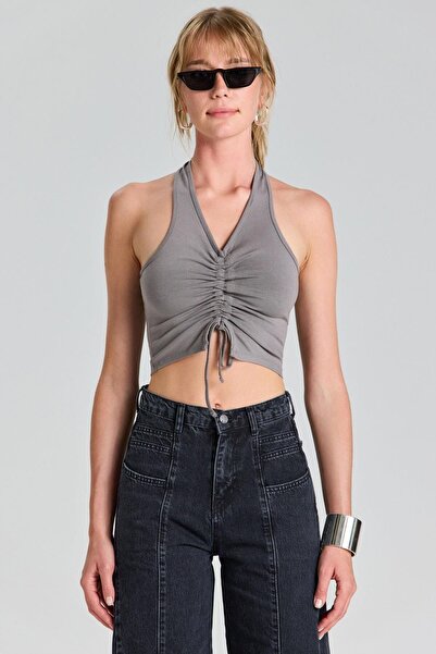 boutiquen 2697 Crop με κορδόνι στο μπροστινό μέρος